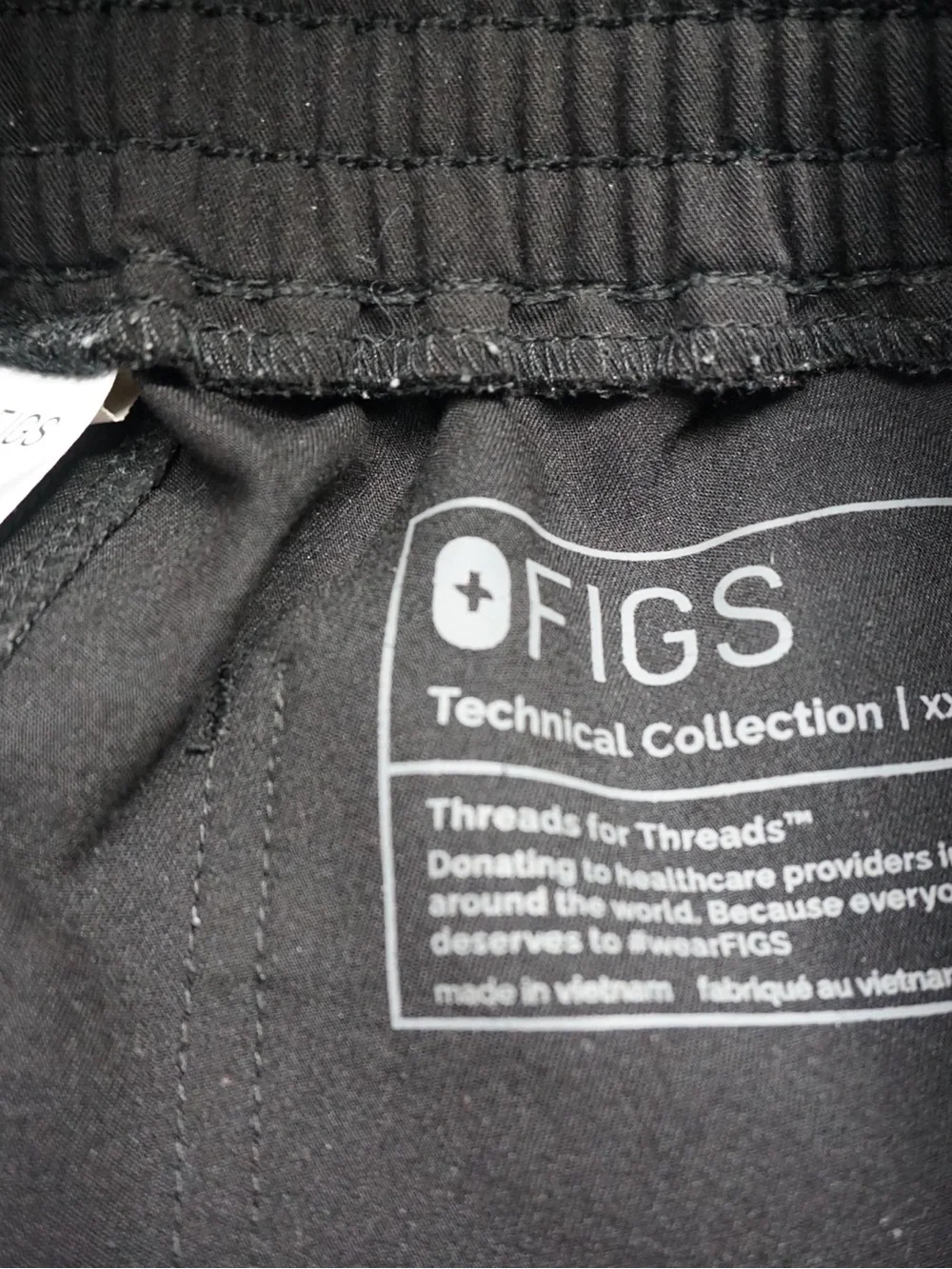 Figs Black Cargo Scrub Pants with Gray Drawstring